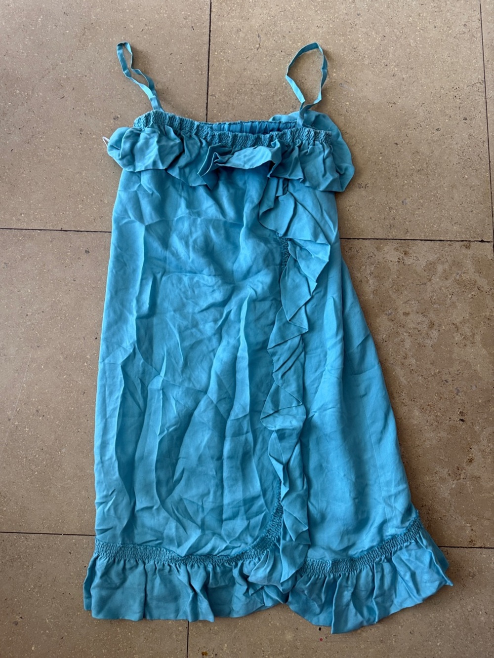 RED Valentino Turquoise Blue Ruffle Midi Dress
